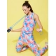Women's Polyester Lycra Printed Sleeveless Active Wear (Multicolor)