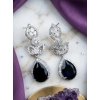 Women's Brass Silver Plated Drop Earrings (Blue)