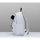 Unisex PU Leather Solid Medium Zipper Backpack (Grey)