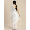 Women's Linen Cotton Printed Saree With Unstitched Blouse 5.5Mtr (White) Women's Linen Cotton Printed Saree With Unstitched Blouse 5.5Mtr (White)