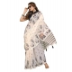 Women's Linen Cotton Printed Saree With Unstitched Blouse 5.5Mtr (Off White) Women's Linen Cotton Printed Saree With Unstitched Blouse 5.5Mtr (Off White)