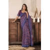 Women's Faux Linen Floral Print Ready to wear Saree With Unstitched Blouse 5.5Mtr (Dark_NavyBlue) Women's Faux Linen Floral Print Ready to wear Saree With Unstitched Blouse 5.5Mtr (Dark_NavyBlue)