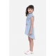 Girl's Denim Hi Lo Short Sleeve Dress with Belt (Blue) Girl's Denim Hi Lo Short Sleeve Dress with Belt (Blue)