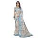 Women's Printed Cotton Linen Saree withPrinted  Saree With Unstitched Blouse (Beige , 5-6Mtrs)