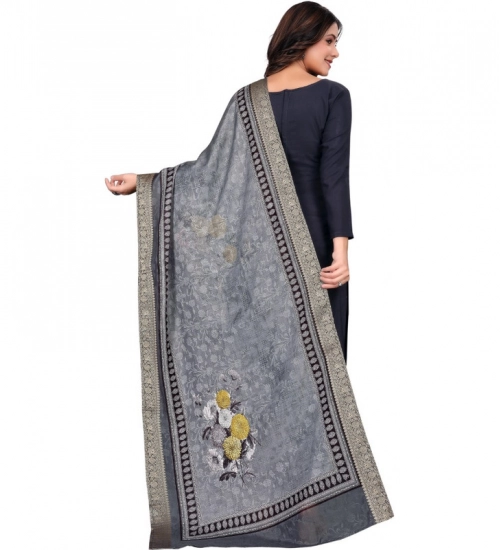 Women's chanderi silk Printed Dupatta (Gray, Length: 2 Mtr) Women's chanderi silk Printed Dupatta (Gray, Length: 2 Mtr)