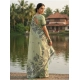 Women's Linen Cotton Printed Saree With Unstitched Blouse 5.5Mtr (Light Green)