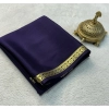 Women's Crepe Chit Pallu Solid Saree With Unstitched Blouse 5.5Mtr (Navy Blue)