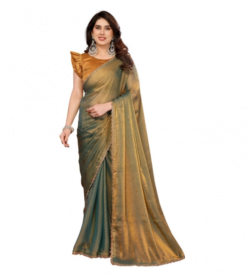 Women's Georgette Printed Saree With Unstitched Blouse 5.5Mtr (Green)