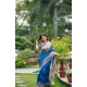 Women's Faux_Tussar Geometric_Print Saree With Unstitched Blouse 5.5Mtr (Royal_Blue)