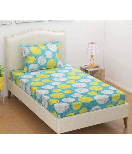 Microfiber Floral Printed Single Bedsheet with 1 Pillow Cover (Green)
