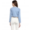 Women's Denim Ruffled Long Sleeves Shrug (Blue)