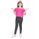 Girl's Cotton Floral Elasticated Jegging and Top Set (Pink) Girl's Cotton Floral Elasticated Jegging and Top Set (Pink)