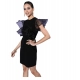 Women's Organza And Polyester Lycra Ruffled Sleeveless Dress (Black)
