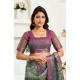 Women's Faux Linen Printed Ready to wear Saree With Unstitched Blouse 5.5Mtr (Multicolor)
