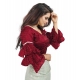 Women's Organza Solid V Neck Layered Ruffle Sleeve Readymade Blouse (Maroon Free Size , up to 38–40 Bust)-PID65854 Women's Organza Solid V Neck Layered Ruffle Sleeve Readymade Blouse (Maroon Free Size , up to 38–40 Bust)-PID65854