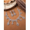 Women's Brass Silver Plated Necklace set (Pink)