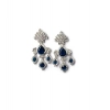 Women's Brass Silver Plated Drop Earrings (Blue)