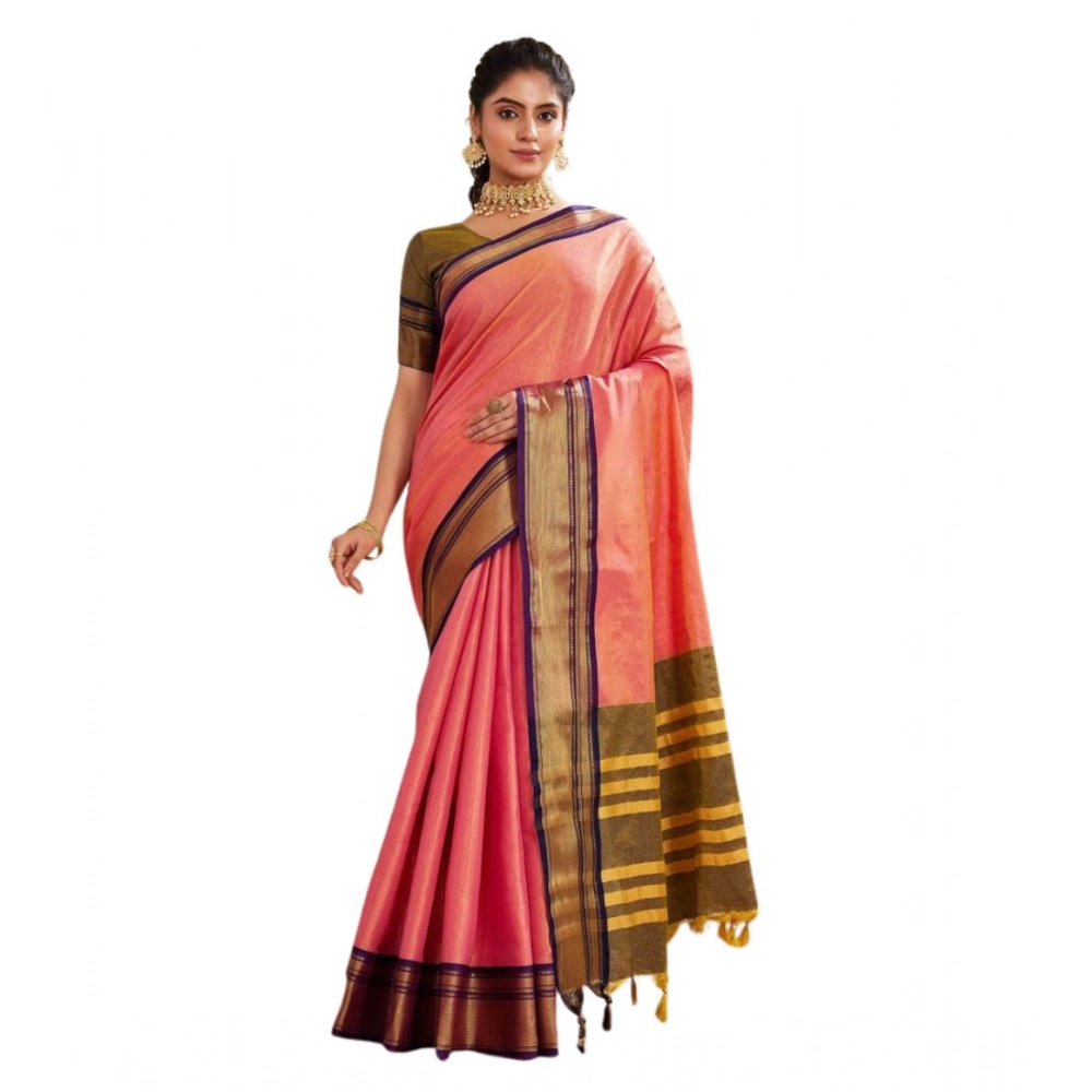 Women's Silk Blended Jaquard Woven Saree With Unstitched Blouse 5.5Mtr (Pink) Women's Silk Blended Jaquard Woven Saree With Unstitched Blouse 5.5Mtr (Pink)
