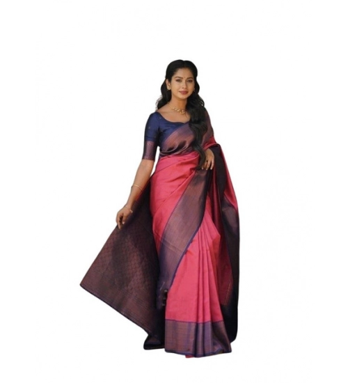 Women's Soft Lichi Silk Printed Saree With Unstitched Blouse 5.5Mtr (Red)