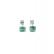 Women's Brass Silver Plated Drop Earrings (Green)