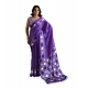 Women's Satin Crepe Printed Saree With Unstitched Blouse 5.5Mtr (Purple)
