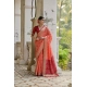 Women's Silk_Blend Ethnic Ikat Pattern Saree With Unstitched Blouse 5.5Mtr (Orange)