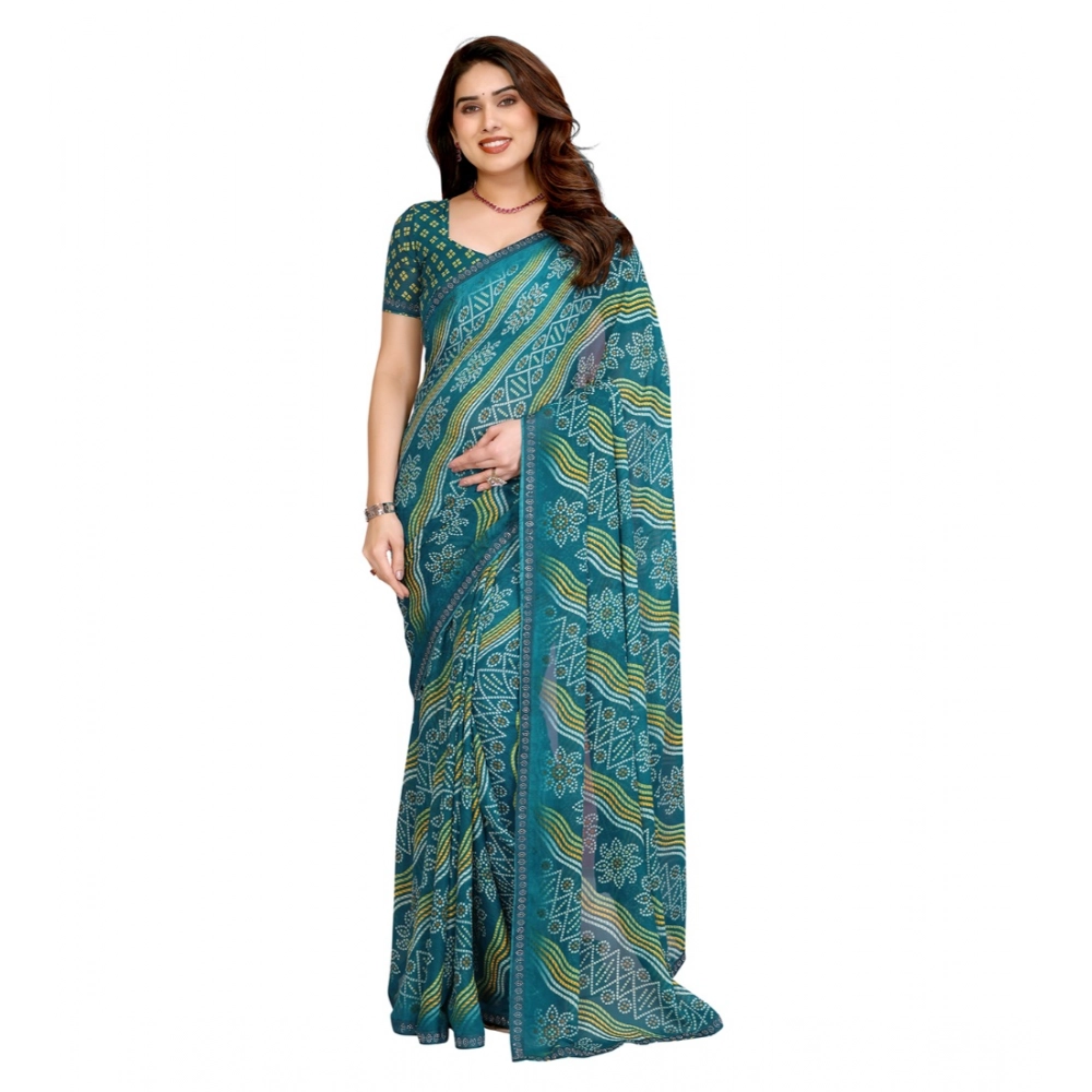 Women's Georgette Printed Saree With Unstitched Blouse 5.5Mtr (Sky Blue) Women's Georgette Printed Saree With Unstitched Blouse 5.5Mtr (Sky Blue)