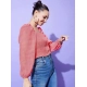 Women's Polyester Floral Long Sleeves Top (Red) Women's Polyester Floral Long Sleeves Top (Red)