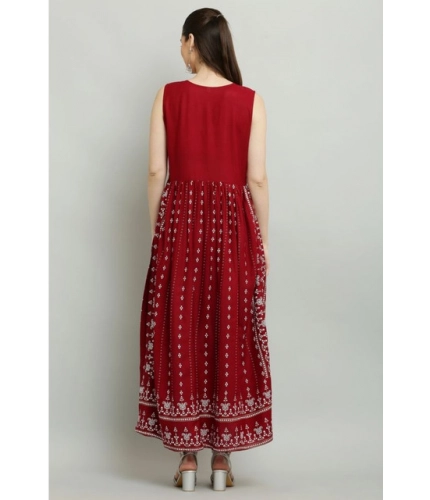 Women's Casual Rayon 3-4th Sleeves Kurti (Maroon)