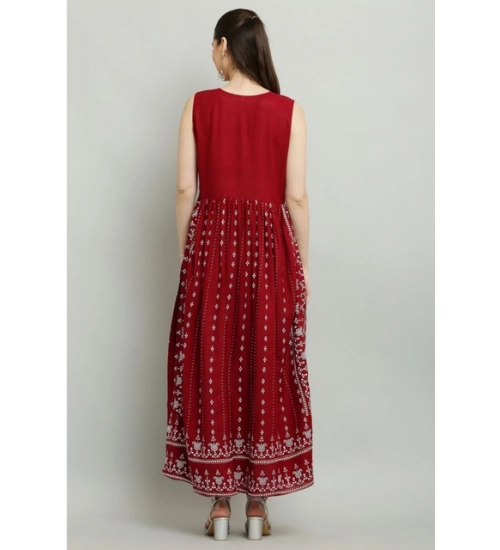 Women's Casual Rayon 3-4th Sleeves Kurti (Maroon) Women's Casual Rayon 3-4th Sleeves Kurti (Maroon)