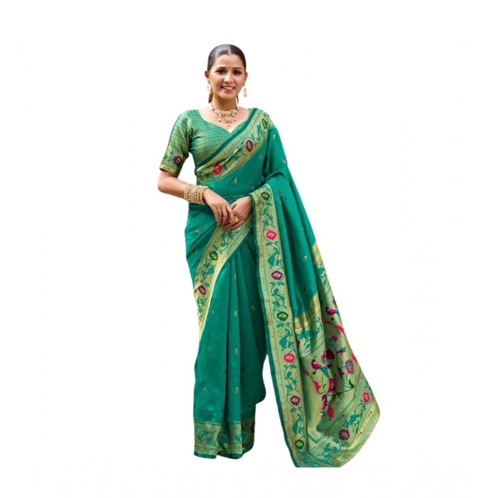Women's Silk Blend Woven Saree With Unstitched Blouse 5.5 Mtr (Green) Women's Silk Blend Woven Saree With Unstitched Blouse 5.5 Mtr (Green)