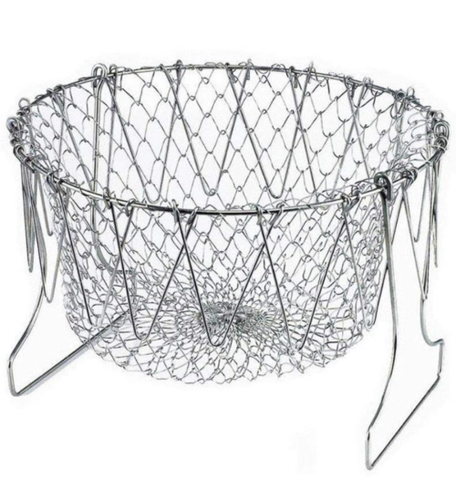 Foldable Chef Basket – Multi-Function Strainer And Steamer (Color: Assorted )