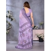 Women's Linen Cotton Printed Saree With Unstitched Blouse 5.5Mtr (Purple) Women's Linen Cotton Printed Saree With Unstitched Blouse 5.5Mtr (Purple)