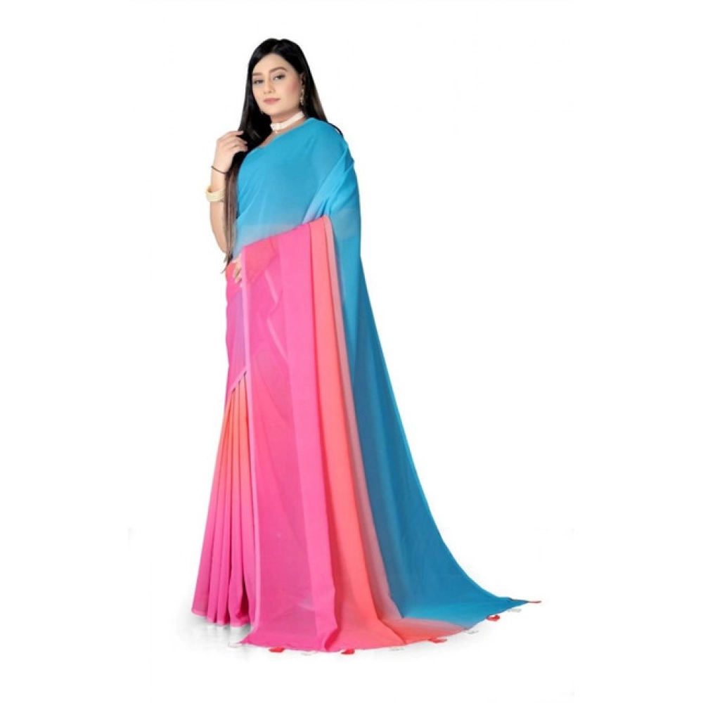 Women's Georgette Floral Printed Saree With Unstitched Blouse 5.5Mtr (Multicolor) Women's Georgette Floral Printed Saree With Unstitched Blouse 5.5Mtr (Multicolor)