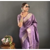 Women's Satin Printed Saree With Unstitched Blouse 5.5Mtr (Purple)