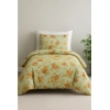Microfiber Floral Printed Single Bedsheet with 1 Pillow Cover (Beige)