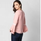 Women's Polyester Solid Bell Sleeve Top (Pink) Women's Polyester Solid Bell Sleeve Top (Pink)