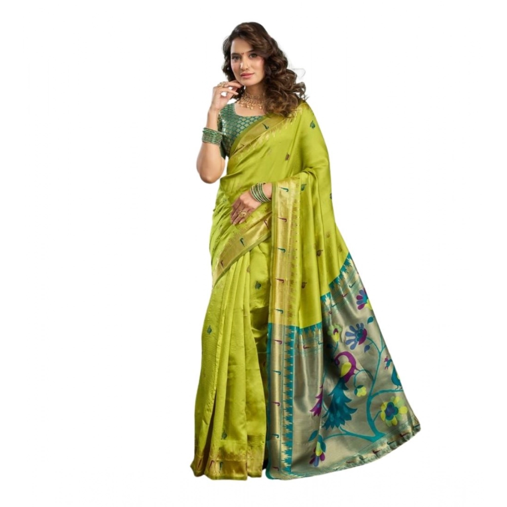 Women's Silk Blend Woven Saree With Unstitched Blouse 5.5 Mtr (Lime) Women's Silk Blend Woven Saree With Unstitched Blouse 5.5 Mtr (Lime)