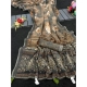 Women's Linen Cotton  Printed Saree With Unstitched Blouse 5.5Mtr (Beige)