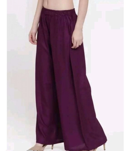 Women's Casual Rayon Solid Ankle Length Palazzo (Purple, Free Size)