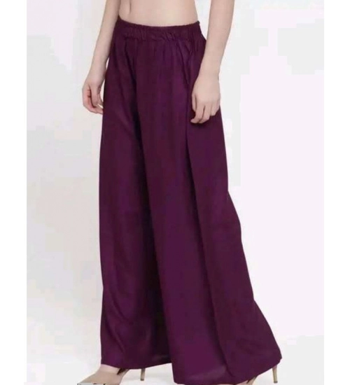 Women's Casual Rayon Solid Ankle Length Palazzo (Purple, Free Size)