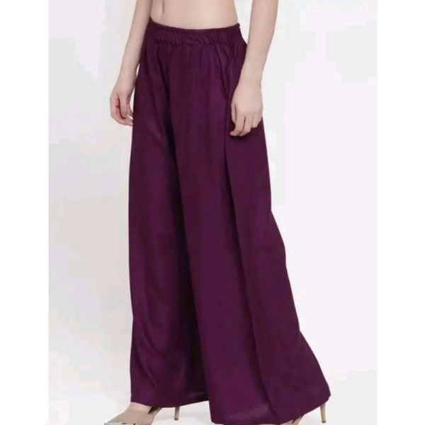 Dropship Women's Casual Rayon Solid Ankle Length Palazzo (Purple, Free Size)