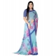 Women's Georgette Floral Printed Saree With Unstitched Blouse 5.5Mtr (Blue)