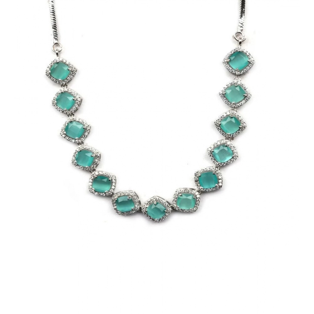 Women's Brass Silver Plated Necklace set (Turquoise) Women's Brass Silver Plated Necklace set (Turquoise)