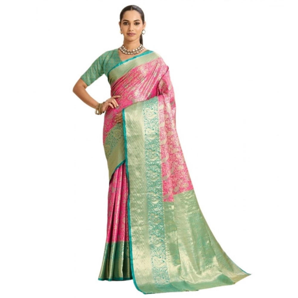 Women's Faux_Banarasi_Silk Woven Saree With Unstitched Blouse 5.5Mtr (Pink) Women's Faux_Banarasi_Silk Woven Saree With Unstitched Blouse 5.5Mtr (Pink)