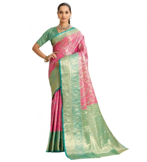 Women's Faux_Banarasi_Silk Woven Saree With Unstitched Blouse 5.5Mtr (Pink) Women's Faux_Banarasi_Silk Woven Saree With Unstitched Blouse 5.5Mtr (Pink)