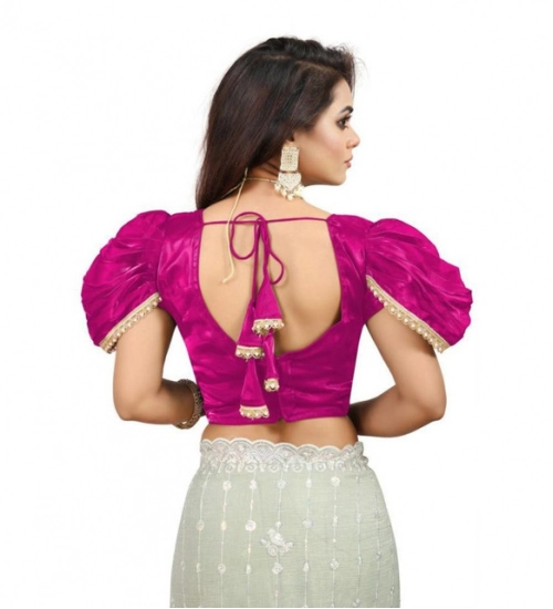 Women's Jimmy Solid V Neck Puff Sleeve Readymade Blouse (Pink 38 , Alterable up to 42)-PID65842 Women's Jimmy Solid V Neck Puff Sleeve Readymade Blouse (Pink 38 , Alterable up to 42)-PID65842