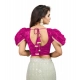 Women's Jimmy Solid V Neck Puff Sleeve Readymade Blouse (Pink 38 , Alterable up to 42)-PID65842