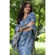 Women's Faux_Tussar_Silk Abstract_Print Saree With Unstitched Blouse 5.5Mtr (Blue)