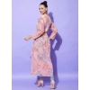 Women's Polyester Floral Long Sleeves Shrug (Peach)